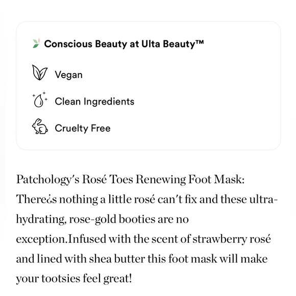 🦋$8 ~ Patchology ~ Rosé Toes Renewing Heel & Foot Mask - Picture 5 of 9